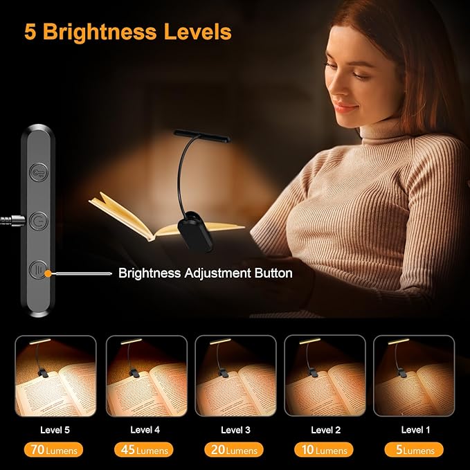 Rechargeable Book Light for Reading in Bed - Image 2